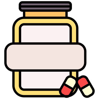 İlaç şişesi simgesi renk ana hatları vektörü