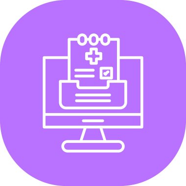 tıbbi dizüstü bilgisayar simgesi, vektör illüstrasyonu