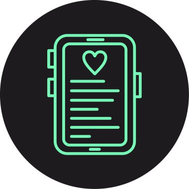 kalp simgesi ve vektör illüstrasyonlu akıllı telefon