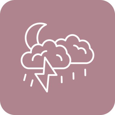 Yağmurlu hava ikonuna sahip bulut, çizgi vektör illüstrasyonu