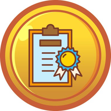 Çemberde yıldızlı rozet, çizgi film tarzında vektör illüstrasyonu