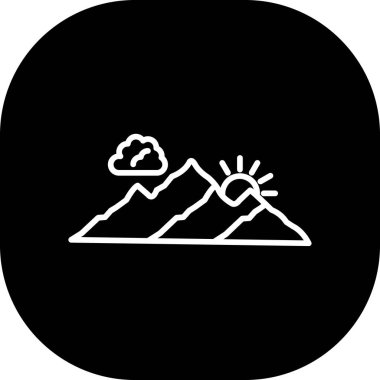 Dağ manzarası ikonu, vektör çizimi. dağ vektörü