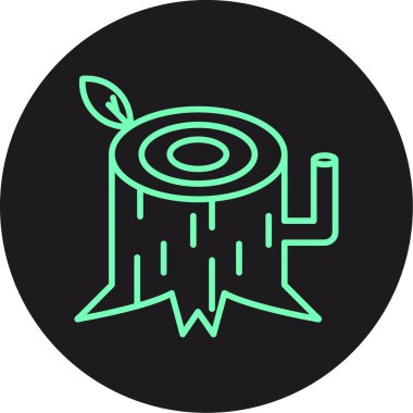 Düz biçimli bir çember ile ağacın vektör resmedilmesi