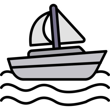Tekne deniz ikonu. Web için okyanus vektör simgelerinin basit çizimi