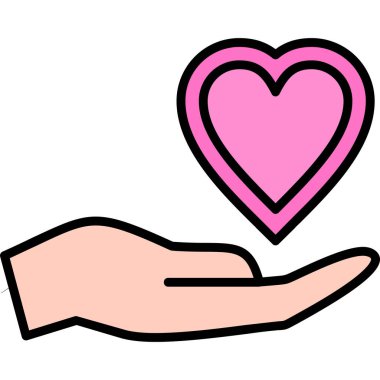 El ele tutuşan aşk ikonu. Web için aşk vektör simgelerinin özet çizimi