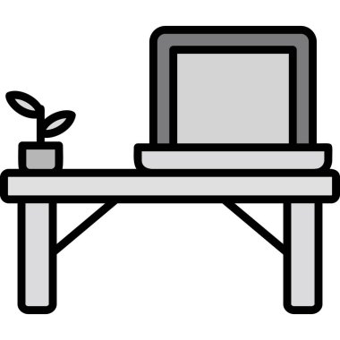 Bilgisayar masaüstü simgesi. Web için basit bilgisayar vektör simgeleri çizimi