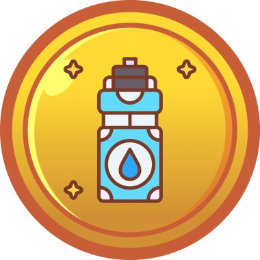 Bozuk para vektörü illüstrasyon grafik tasarımlı su şişesi