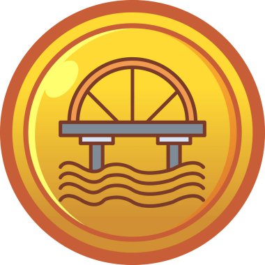 Bitcoin ikonlu altın sikke. Web için altın vektör simgesinde kripto para düz resimleme