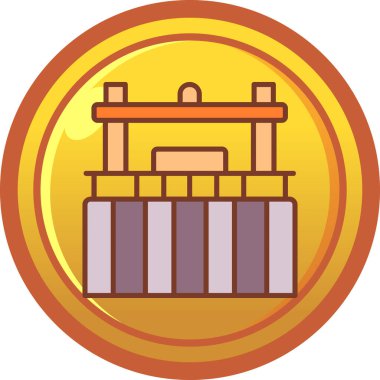 Sütunları ve paraları olan altın sikke