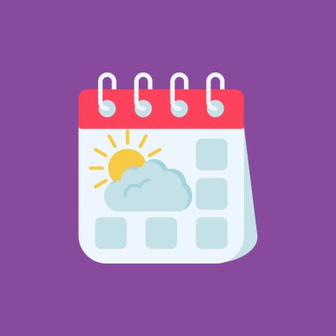 Takvim simgesi, vektör illüstrasyonu. Düz tasarım biçimi