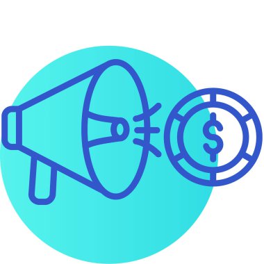 Para vektör simgesi tasarımı ile megafon, düzenlenebilir vuruş