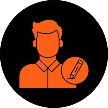 Kalem ve kalem tutan adam, vektör çizimi