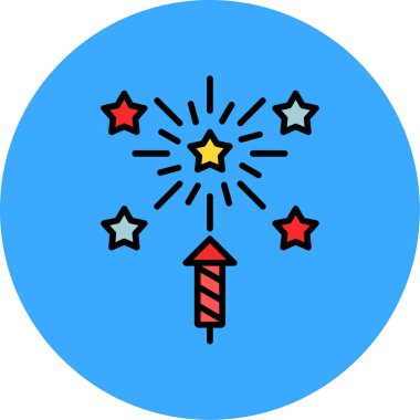 Havai fişekler. Web simgesi basit illüstrasyon