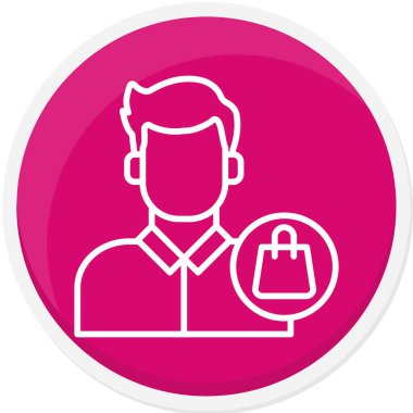 Çanta simgesi olan adamın vektör illüstrasyonu