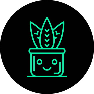 Bir saksı ile bir bitkinin vektör illüstrasyonu