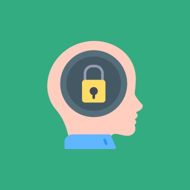 Kilit simgesi olan insan kafası