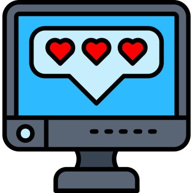 kalp bilgisayar ekranı simgesi - ana hatlar biçiminde