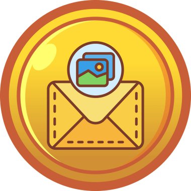 Harf simgesi içeren zarf, basit vektör illüstrasyonu