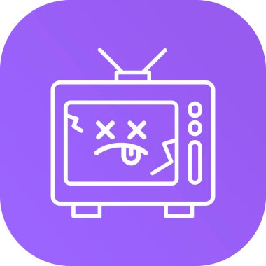 çizgi televizyon simgesi beyaz arkaplanda izole edildi. Televizyon tabelası. Renkli taslak konsepti. vektör.