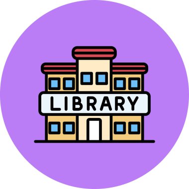 Kütüphane. Web simgesi basit illüstrasyon