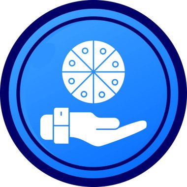 Pizza ikonunu tutan el.