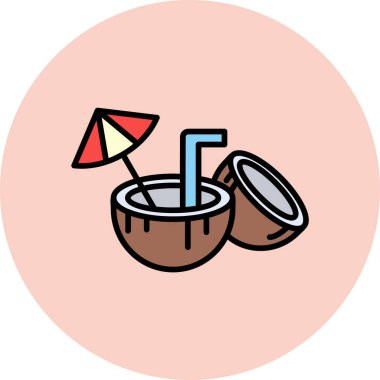 Hindistan cevizi. Web simgesi basit illüstrasyon