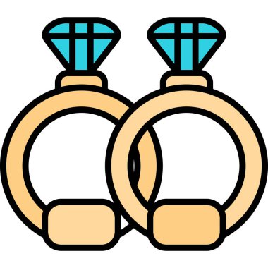 Alyans simgesi renk ana hatları vektörü