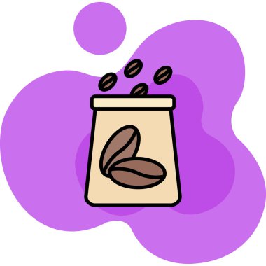 Kahve çekirdeği ikonu. Ana hatlı kahve çekirdeği vektör simgesi rengi düz izole