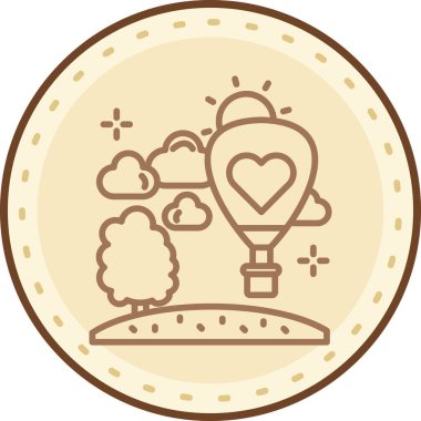 Bir balon ve kalp simgesinin vektör çizimi