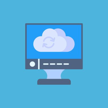 Bulut hesaplama. Düz simge. vektör