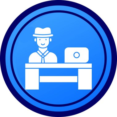 Dizüstü bilgisayar simgesi çizimi olan iş adamı