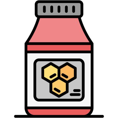 Bal ikonu. Ana hatlı bal vektörü rengi izole edilmiş