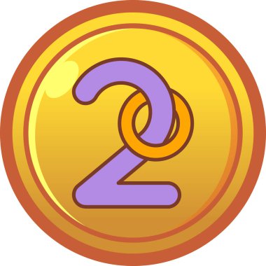 Bir numaralı madeni para ikonu, çizgi film tarzı.