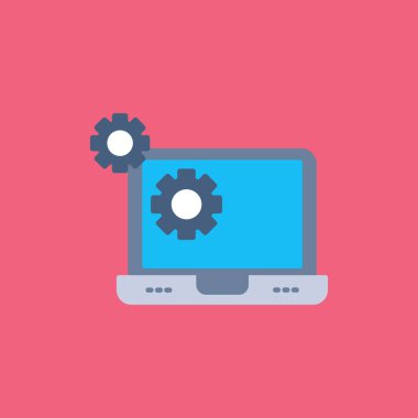 dizüstü bilgisayar simgesi. Web için dizüstü bilgisayar vektör simgelerinin düz çizimi