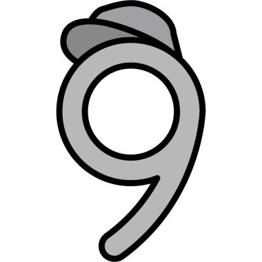 Doldurulmuş 9 numara simgesi - taslak biçimi