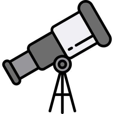 Teleskop simgesi. Beyaz arkaplanda izole edilmiş web tasarımı için teleskop vektör sembolünün özet çizimi