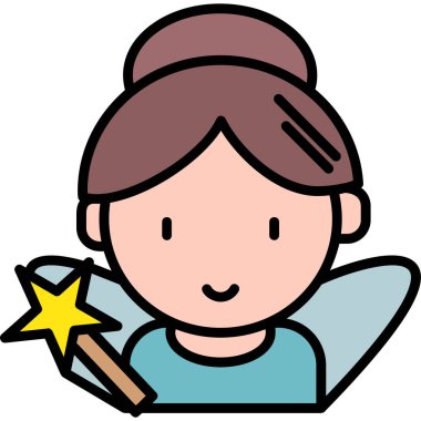 Kız sihirli peri simgesi - taslak biçimi