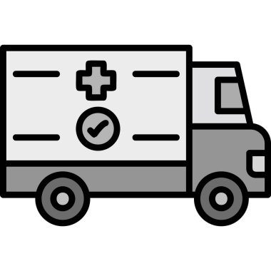 Ambulans arabası ikonu. Web için ambulans vektör simgesinin özet çizimi