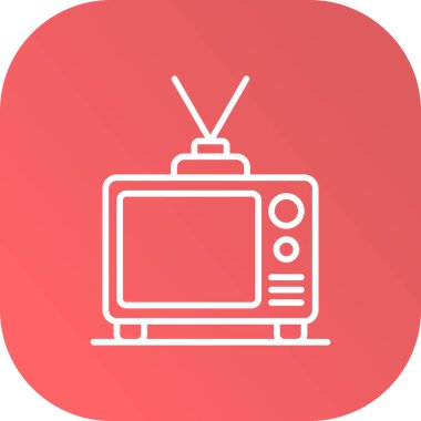 TV düz simgesi, vektör, illüstrasyon