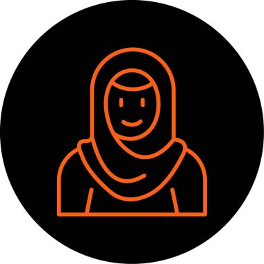 güzel Müslüman kadın avatar çizgisi vektörü