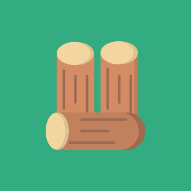 Beyaz zemin üzerinde düz dizayn edilmiş tahta kütük simgesi. vektör illüstrasyonu