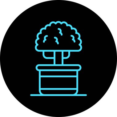 saksı çizgisi ikon vektöründeki güzel kaktüs