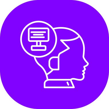 Konuşma baloncuğu simgesi olan beyin, vektör illüstrasyonu