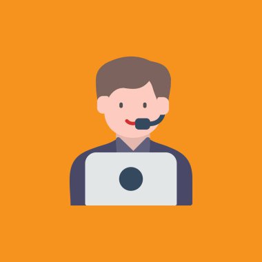 Kulaklık vektör illüstrasyon tasarımlı çağrı merkezi operatörü