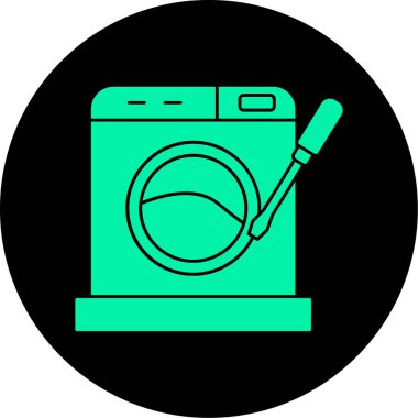 çamaşır makinesi simgesi, düz tasarım biçimi