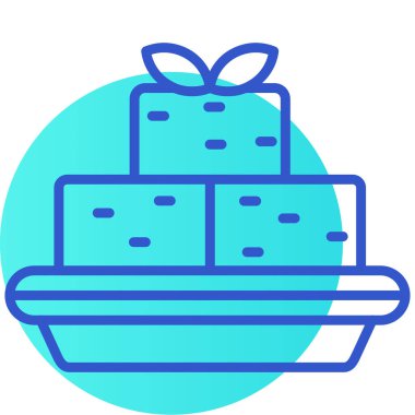 hediye kutusu simgesi mavi arkaplanda izole edilmiş modaya uygun düz biçimli.