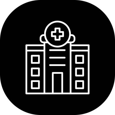 Tıbbın modern hastane ikonunun vektör çizimi