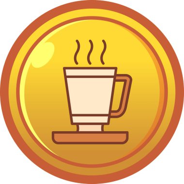 Kahve fincanı ikonu, çizgi film tarzı.