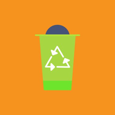 Geri dönüşüm sembollü geri dönüşüm kutusu. uzun gölgeli düz vektör simgesi