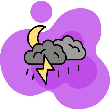 Çizgi film yıldırımı ve bulutlu hava bulutu. vektör el çizimi resimleme.